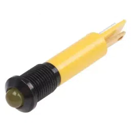 RS PRO Yellow Panel Mount Indicator 12V DC, Mounting Hole Size 8 mm, Termination Type Solder Tab, Model No 211409-9