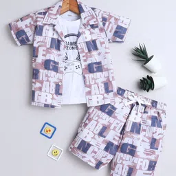 Ministitch Printed Shirt T-Shirt With Shorts Clothing Set-43