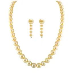 Sri Jagdamba Pearls Silver Alloy Necklace Set-image-10