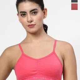 LILY Women Pack Of 3 Seamless Non Padded Sports Bra Full Coverage-picture-26