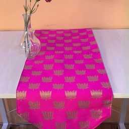 Pink Parrot Pink 12x70 inch Jacquard Silk Table Runner-image-86