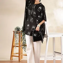 Anouk Women Geometric Printed Flared Sleeves Gotta Patti Kaftan Kurta-image-15