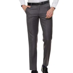 Louis Philippe Grey Regular Fit Formal Flat Front Trousers-image-65