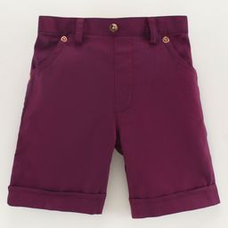 Knotty Kids Mock Roll Up Detail Solid Shorts - Dark Pink-image-30