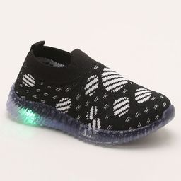 Priaansha Kids Graphic Mesh Designed LED Slip On Shoes - Black-image-40