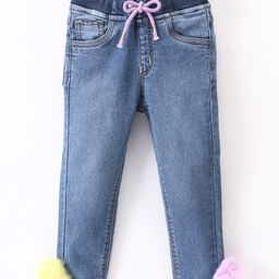 Little Kangaroos Full Length Jeans with Pom Pom Detailing - Light Blue-image-41