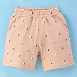 Taeko Single Jersey Knit Above Knee Length Printed Shorts -  Beige-image-8