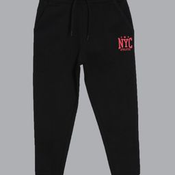 3PIN Cotton NYC Athletic Text Printed Full Length Joggers - Black-image-37