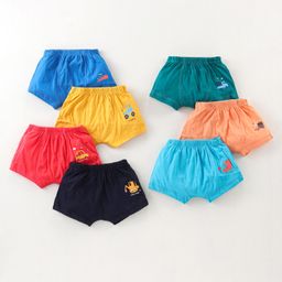 Simply  Sinker Knit Trunks With Vehicle Print Pack of 7 - Red Yellow & Blue-2