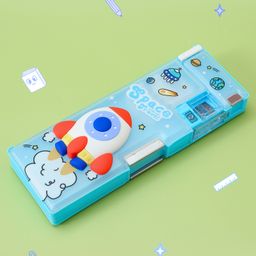 Space Theme Print Pencil Box - Light Blue-image-45