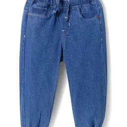 Babyhug Full Length Washed Denim Jeans With Stretch - Medium Blue-picture-29