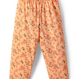 Tango Single Jersey Knit Three Fourth Length Leggings With Floral Print - Orange-image-90