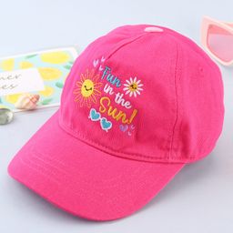 Babyhug Cotton Woven Cap With Text Embriodery Pink - Diameter 16 cm-picture-33