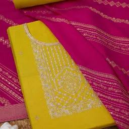 Soch Floral Embroidered Zari Unstitched Dress Material-image-26