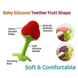 Enorme Silicone Peach & Strawberry Shape Teether Pack of 2 - Multicolour image 3
