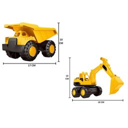 Enorme Push and Go Dumper and Excavator Construction Engineering Automobile Vehicle Toy Pack of 2 - Yellow image 3