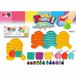 FunBlast Robot & Square Shape Pop Bubble Stress Relieving Silicone Pop It Fidget Toy And Keychains Pack Of 3 (Colour May Vary) image 4