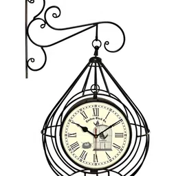 Nutts Black & Yellow Pinjara Double Sided Analogue Vintage Wall Clock-image-16