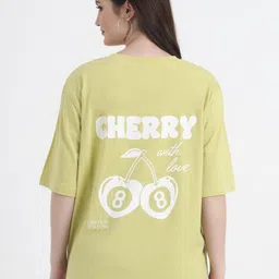 CHARMGAL Women Typographic Printed Drop-Shoulder Sleeves T-shirt-image-85