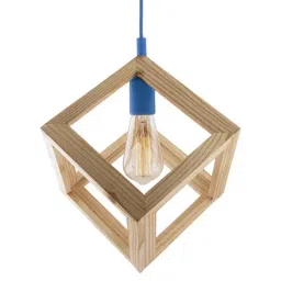 Homesake Beige Hanging Cube Lamp with Blue Silicone Socket Holder - Set of 1 (Bulb not included) image 3