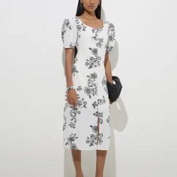 Wardrobe by Westside White Floral Design Straight Dress-33