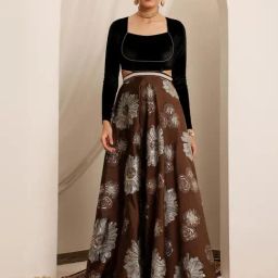 Miss Chase Brown Polyester Floral Long Sleeves Dress-picture-43