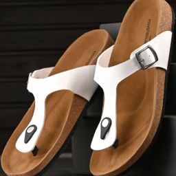 Hoversole Men's White Cork T-Strap Sandals-picture-17
