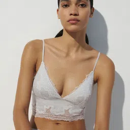 H&M Lace-Trimmed Cotton Bralette-26