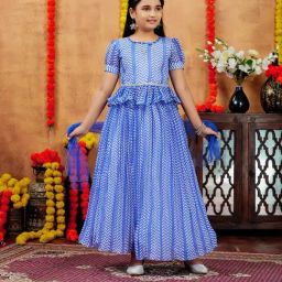 Aarika Girls Blue Printed Lehenga Choli Set-image-73