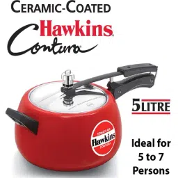 Hawkins Contura Ceramic Coated Red 5 L Pressure Cooker - Set of 1-17