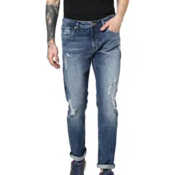 Jeans Intelligence By Jack & Jones Blue Cotton Slim Fit Distressed Jeans-image-72