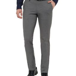 Van Heusen Grey Slim Fit Flat Front Trousers-image-90