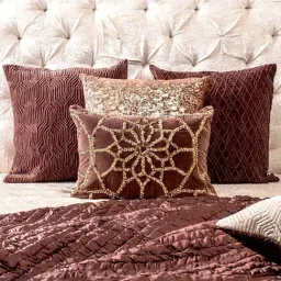 Home4U Aza Brown Silk Cushion Cover - Set of 1-image-38