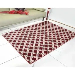 Saral Home Maroon & White Carpet - Set of 1-6
