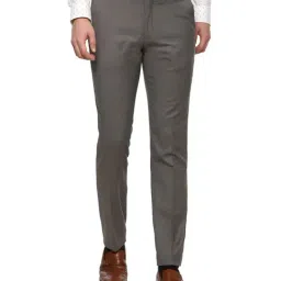 Louis Philippe Permapress Brown Slim Fit Flat Front Trousers-picture-21