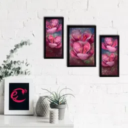 eCraftIndia Set of 3 Botanical and Floral Satin Matt Textured UV Art Painting-45
