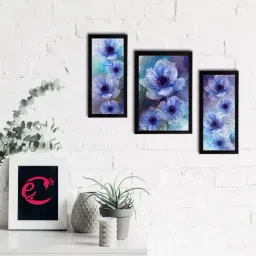 eCraftIndia Set of 3 Botanical and Floral Satin Matt Textured UV Art Painting-47