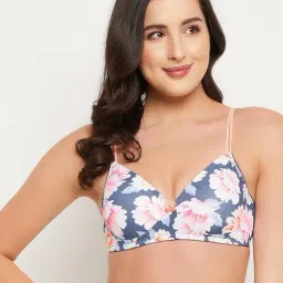 Clovia Dark Blue Printed Padded Bra-picture-23