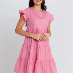 Zink London Pink Midi A Line Dress-image-47