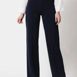 Kotty Navy Straight Fit Flat Front Trousers-image-24