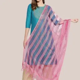 Dupatta Bazaar Rani Pink Striped Dupatta-image-74