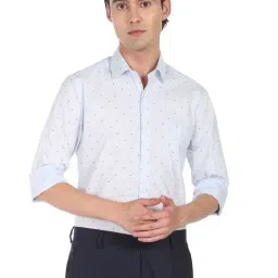Arrow Light Blue Cotton Slim Fit Printed Shirt-picture-27