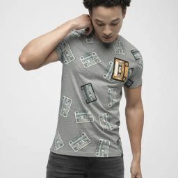 Produkt By Jack & Jones Light Grey Cotton Slim Fit Printed T-Shirt-image-40