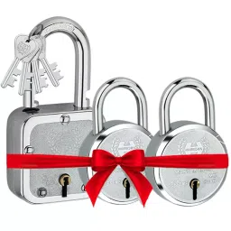 Harrison 65 mm Mild Steel BCP Finish Square & Round with 3 Keys Each Padlock, T-27-0335 (Pack of 3 Pcs)-14