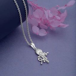Silberry 92.5 Sterling Silver Shree Pendant with Chain-image-23