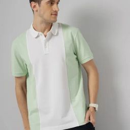 Celio Green Mint Cotton Regular Fit Colour Block T-Shirt-image-46