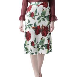 KASSUALLY White & Red Floral Print Midi Skirt-picture-9