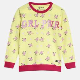 3PIN Girls Yellow Cotton Regular Fit Printed Sweatshirt-picture-36
