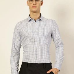 Thomas Scott Blue Cotton Regular Fit Checks Shirt-picture-4