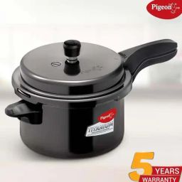 Pigeon Black Aluminium 25 cm Induction Friendly Pressure Cooker With Outer Lid (5 L) - Set of 1 image 2